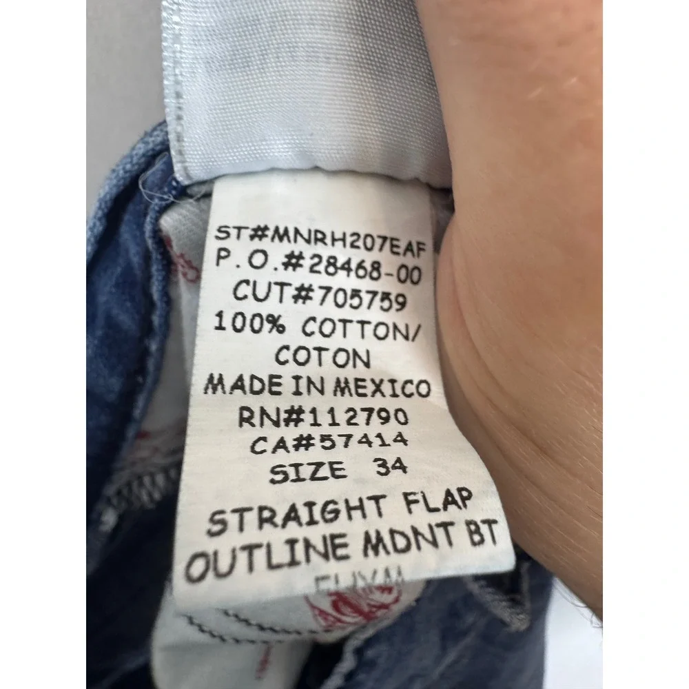 True Religion World Tour Section Straight Flap Jeans‎ Blue Denim Size 34X32